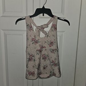 Aeropostale Pink Floral Tie-Back Tank Top